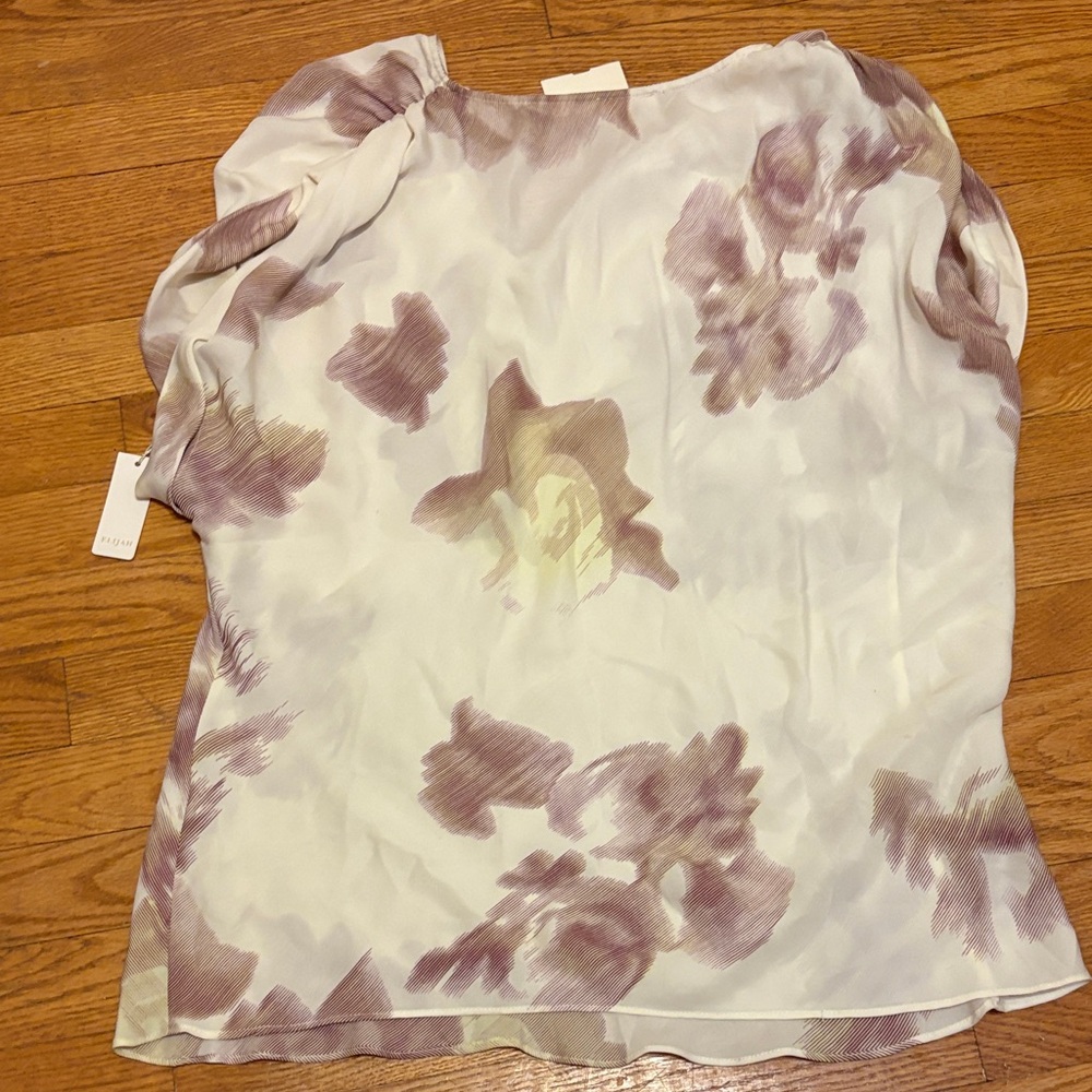 Planet Blue Elijah Cream and Purple Floral Tunic Blouse𩵠- Picture 7 of 7